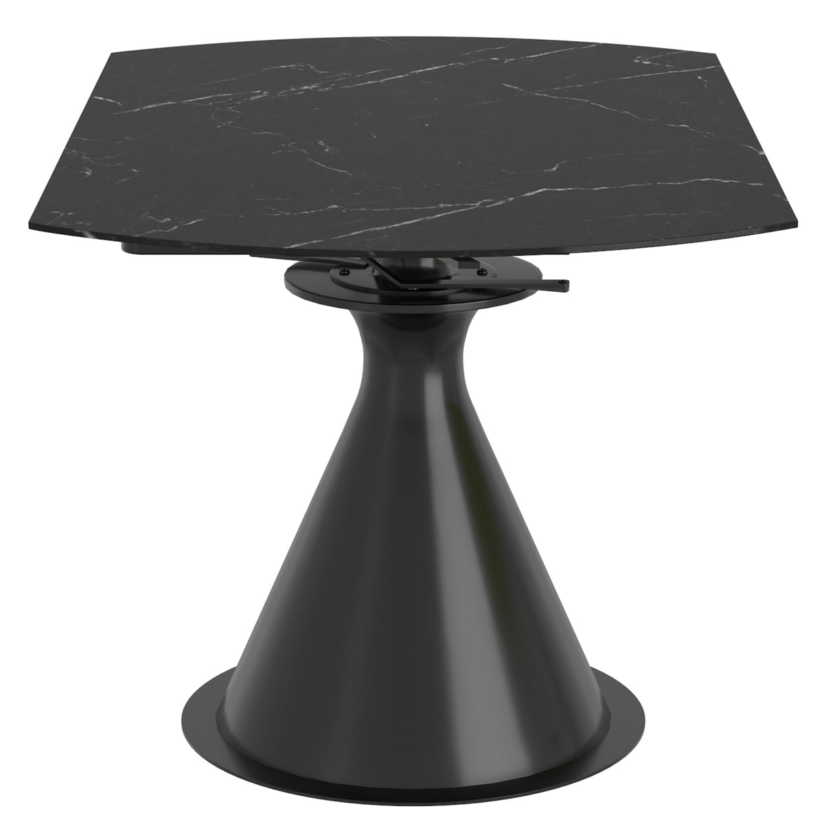 Calisto Round Dining Table with Extension, 51″ (Black and Black)