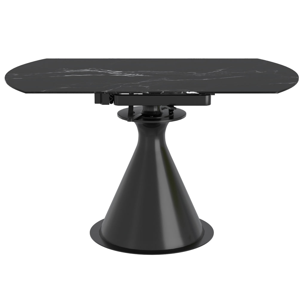 Calisto Round Dining Table with Extension, 51″ (Black and Black)