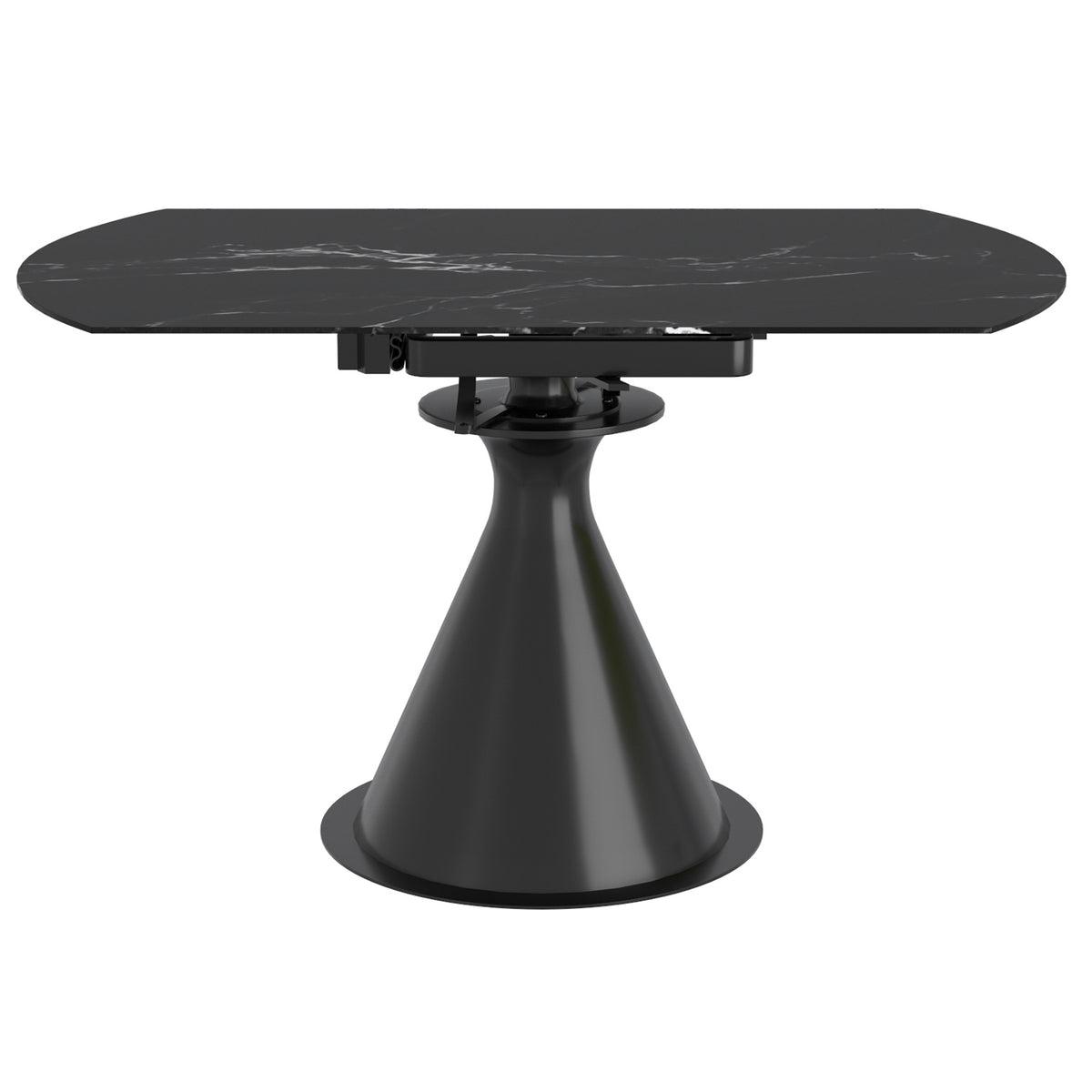 Calisto Round Dining Table with Extension, 51″ (Black and Black)