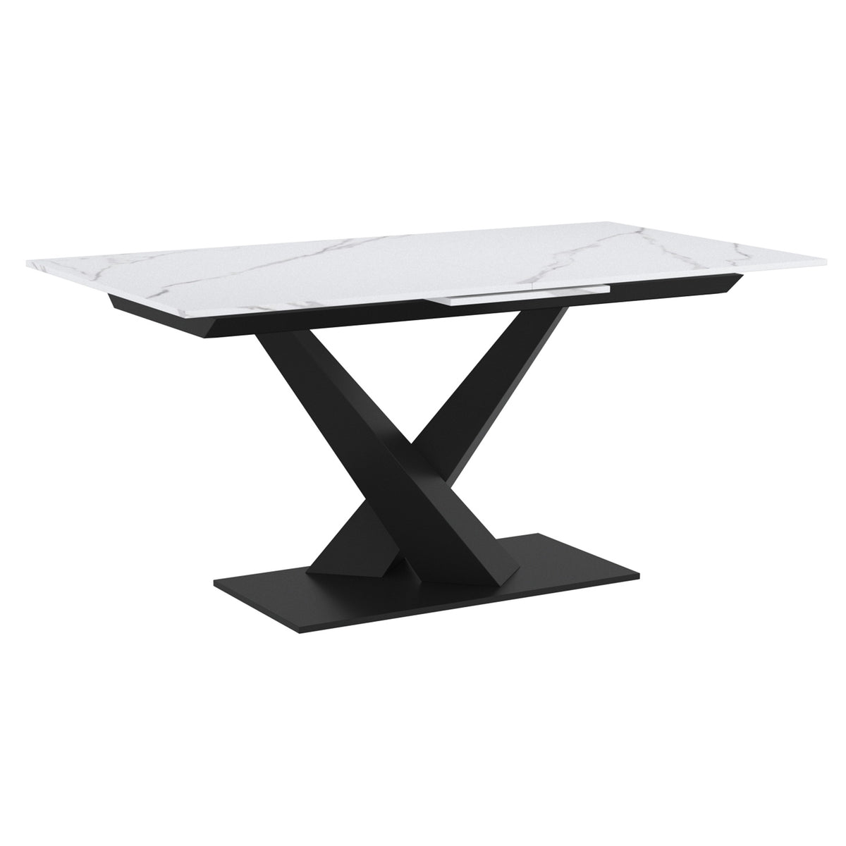 Julius Dining Table with Extension, 63″-79″ (White and Black)