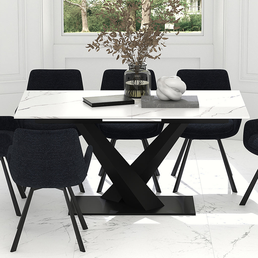 Julius Dining Table with Extension, 63″-79″ (White and Black)