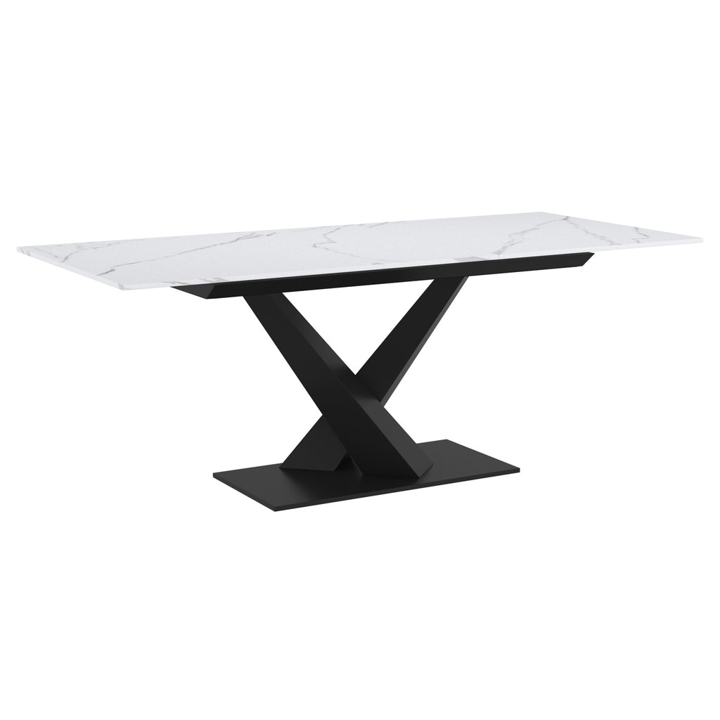 Julius Dining Table with Extension, 63″-79″ (White and Black)