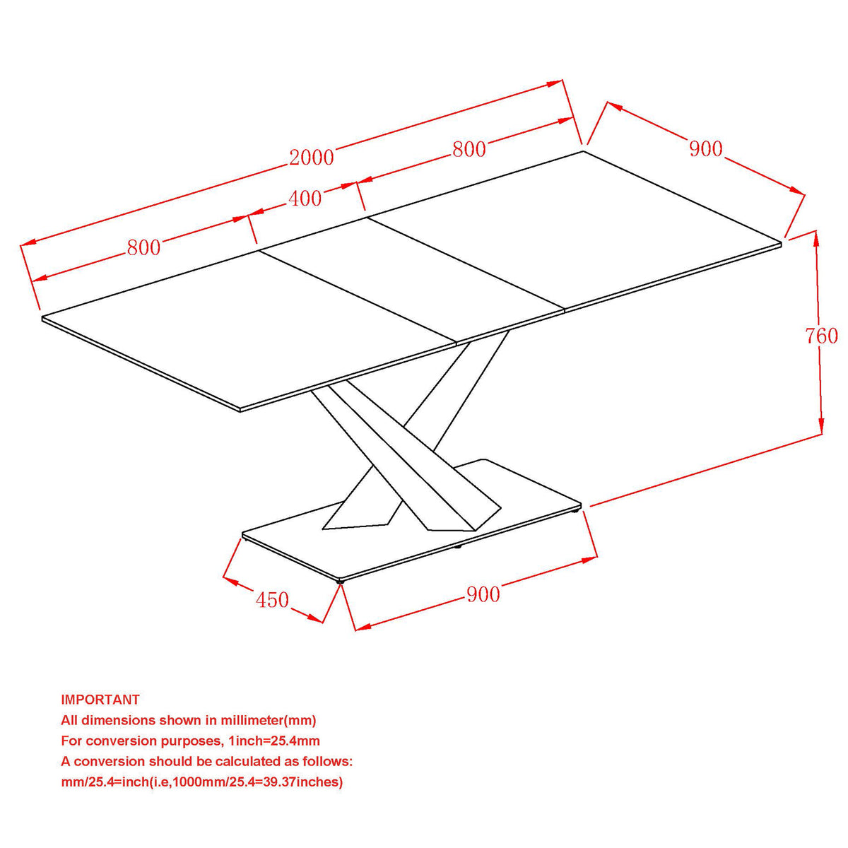 Julius Dining Table with Extension, 63″-79″ (White and Black)