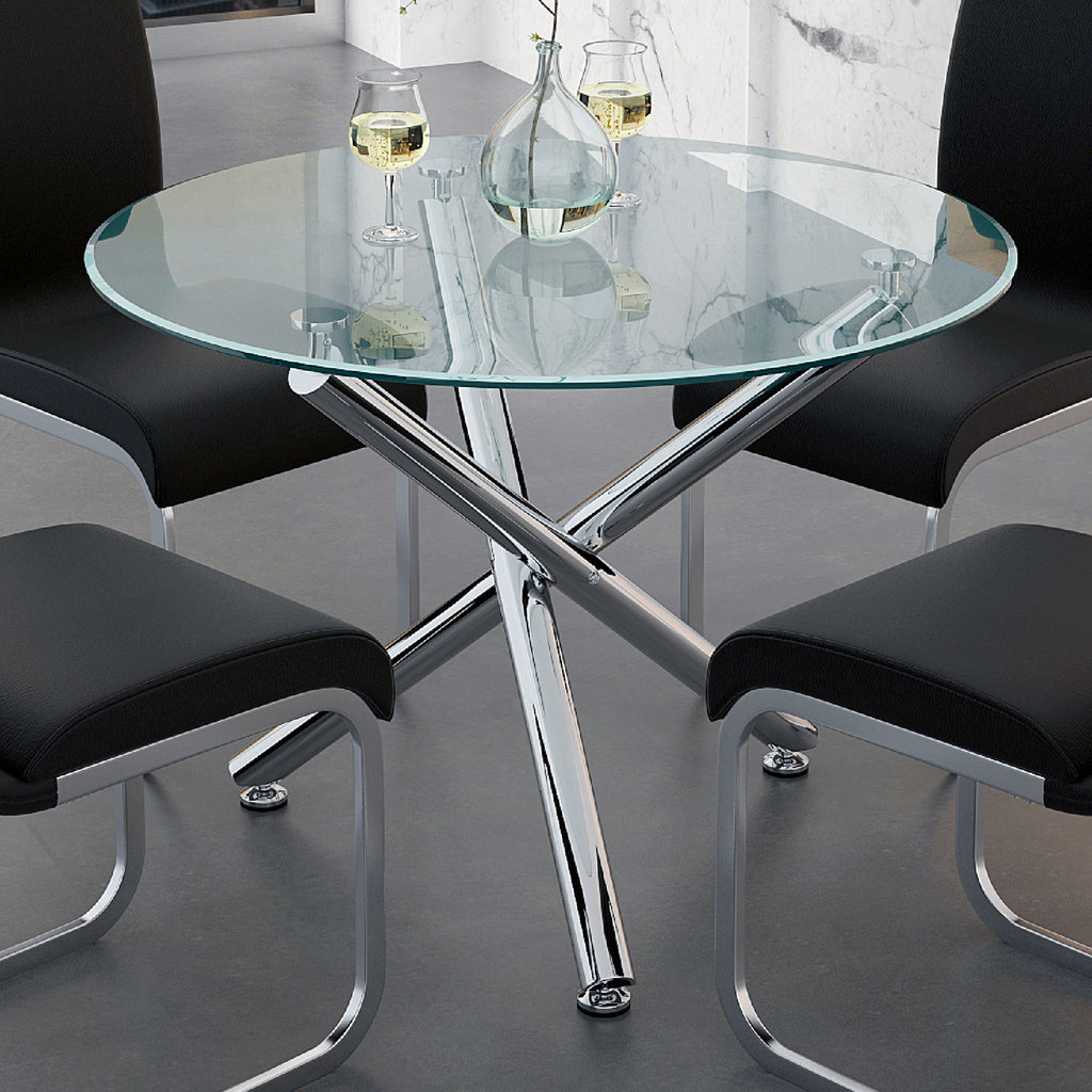 Solara Ii Round Dining Table, 40″ (Chrome)