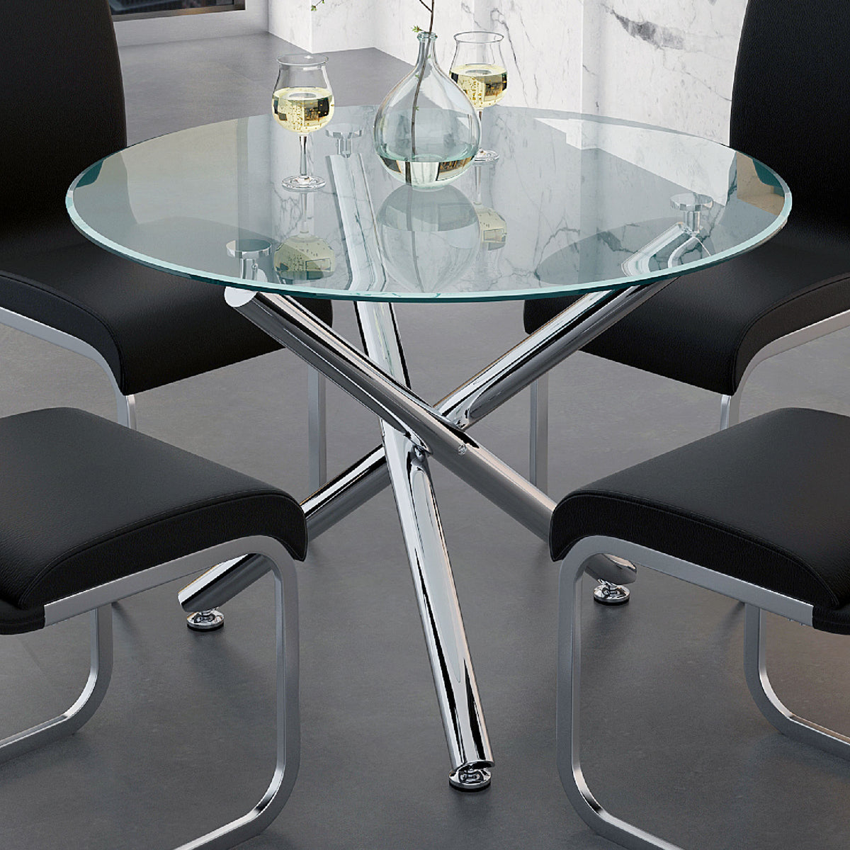 Solara Ii Round Dining Table, 40″ (Chrome)