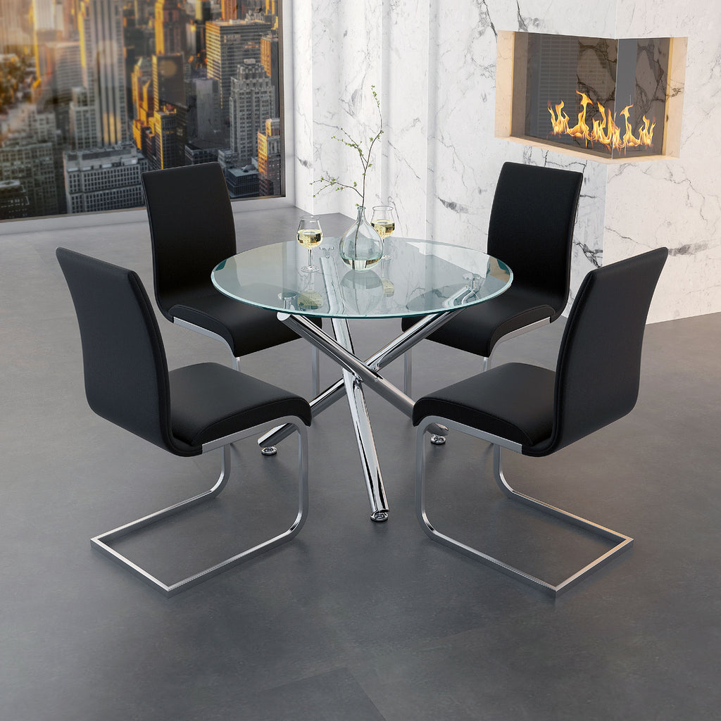 Solara Ii Round Dining Table, 40″ (Chrome)