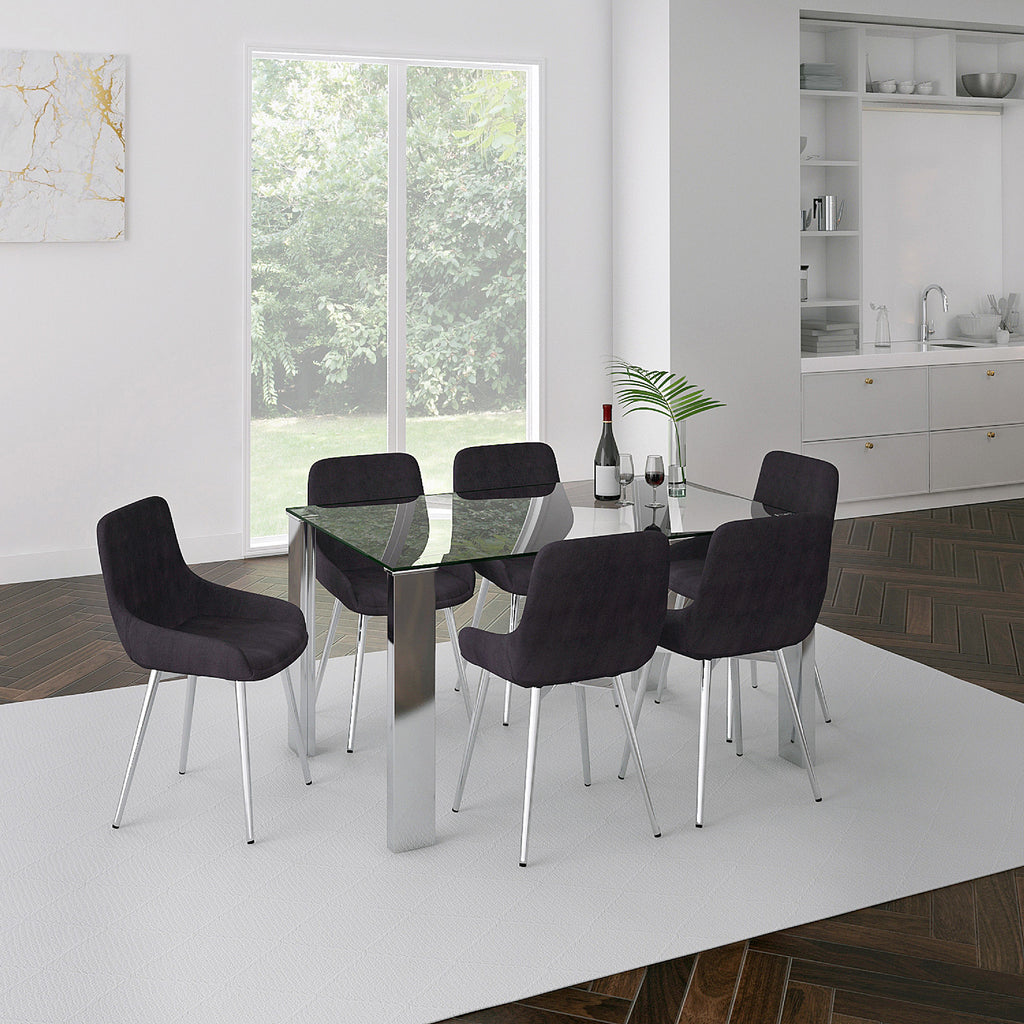 Frankfurt Rectangular Dining Table, 55″ (Stainless Steel)