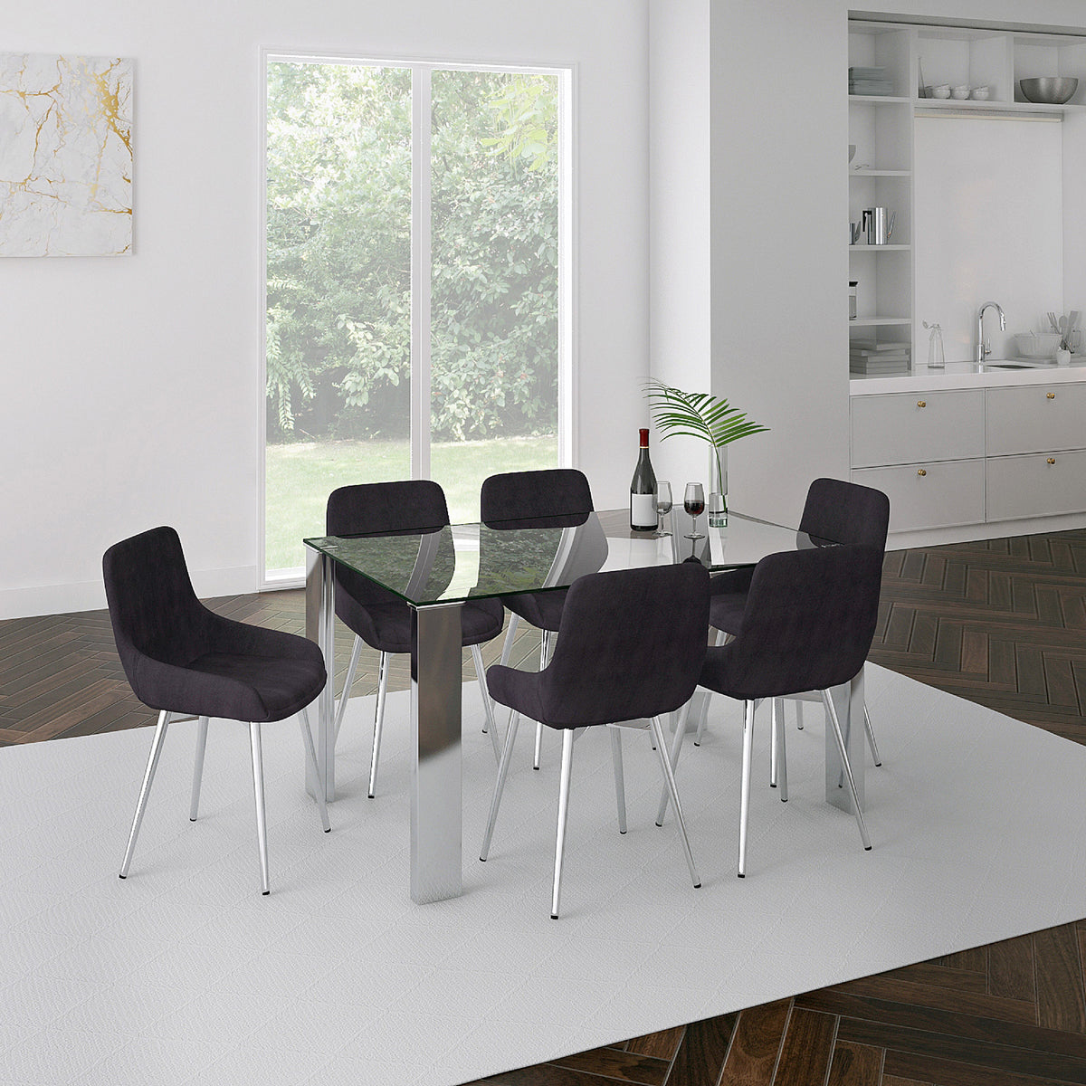 Frankfurt Rectangular Dining Table, 55″ (Stainless Steel)