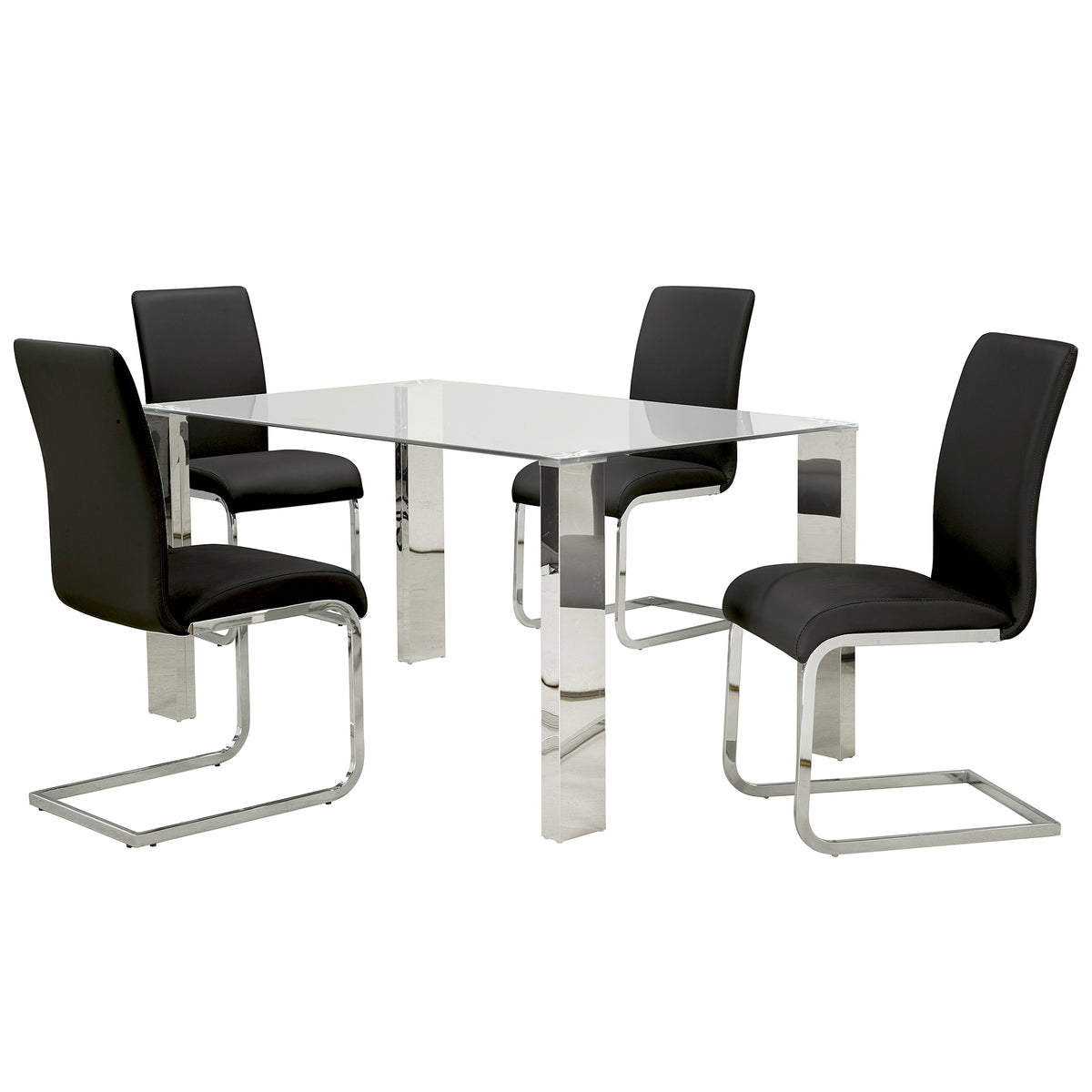 Frankfurt Rectangular Dining Table, 55″ (Stainless Steel)