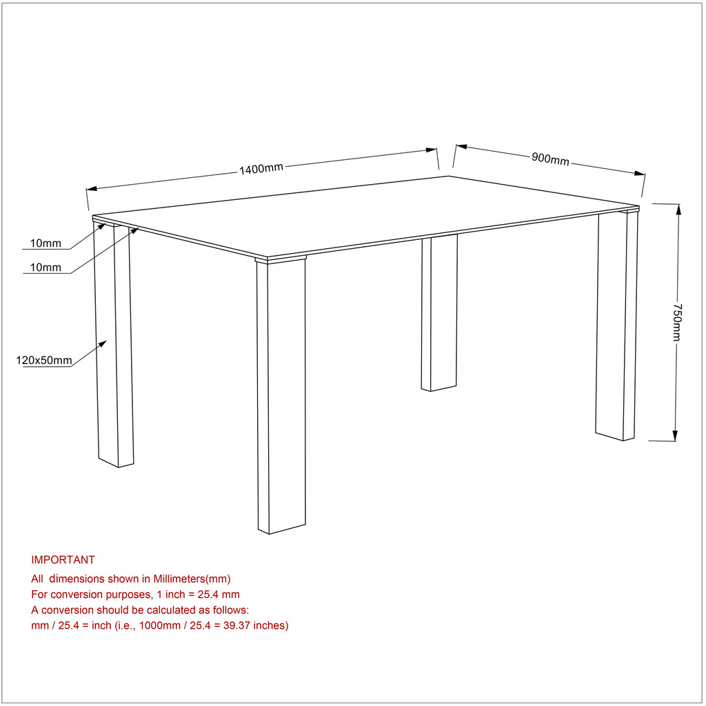 Frankfurt Rectangular Dining Table, 55″ (Stainless Steel)