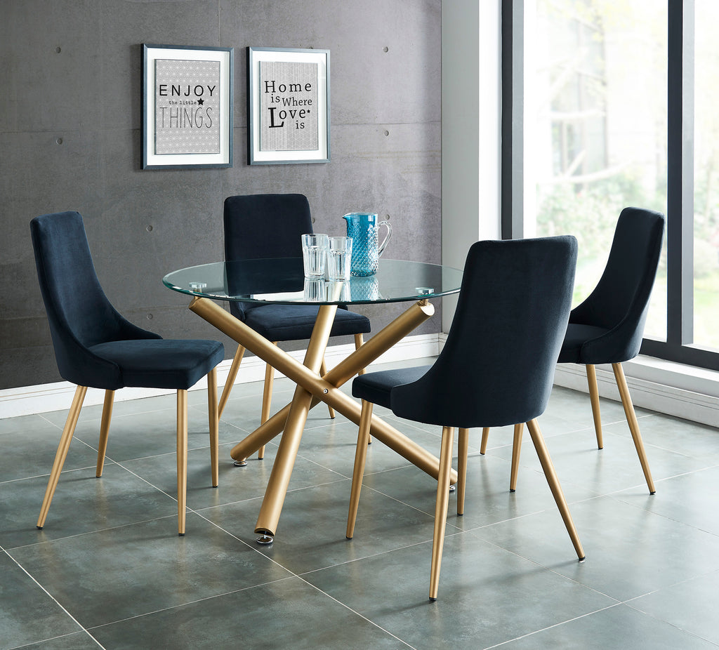 Carmilla Round Dining Table, 40″ (Aged Gold)