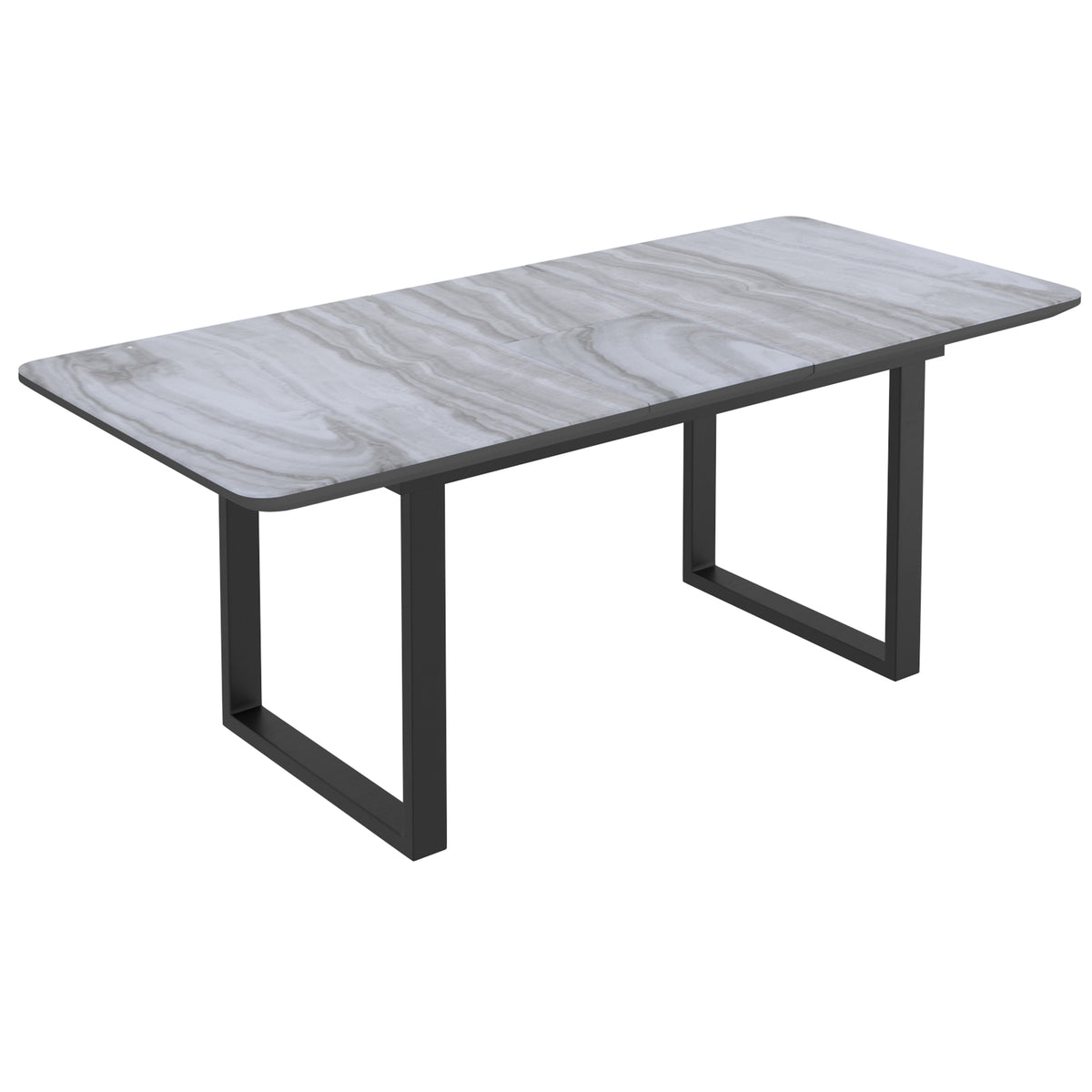 Gavin Dining Table with Extension, 63″-79″ (Black and Faux Marble)