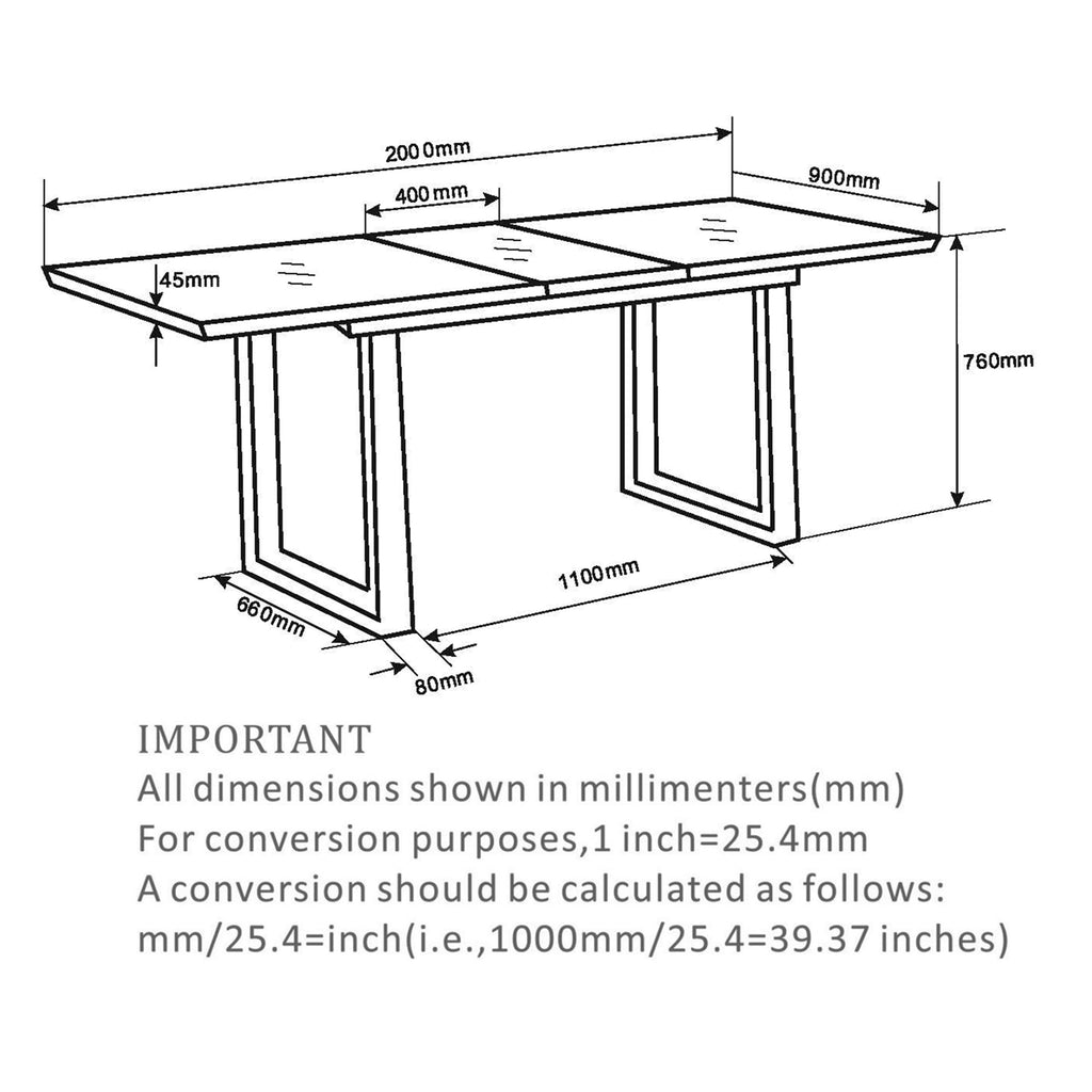 Gavin Dining Table with Extension, 63″-79″ (Black and Faux Marble)