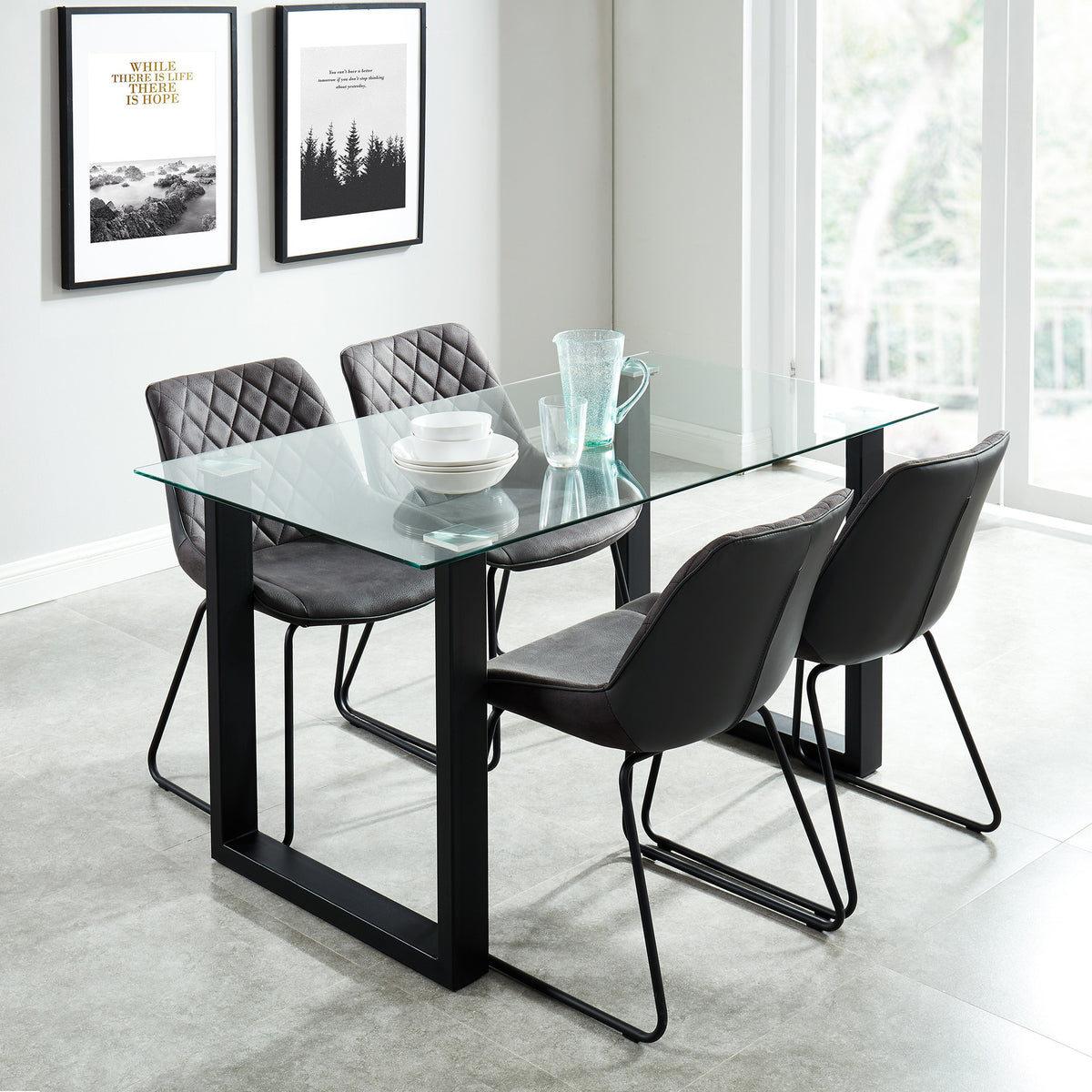 Franco Rectangular Dining Table, 55″ (Black)