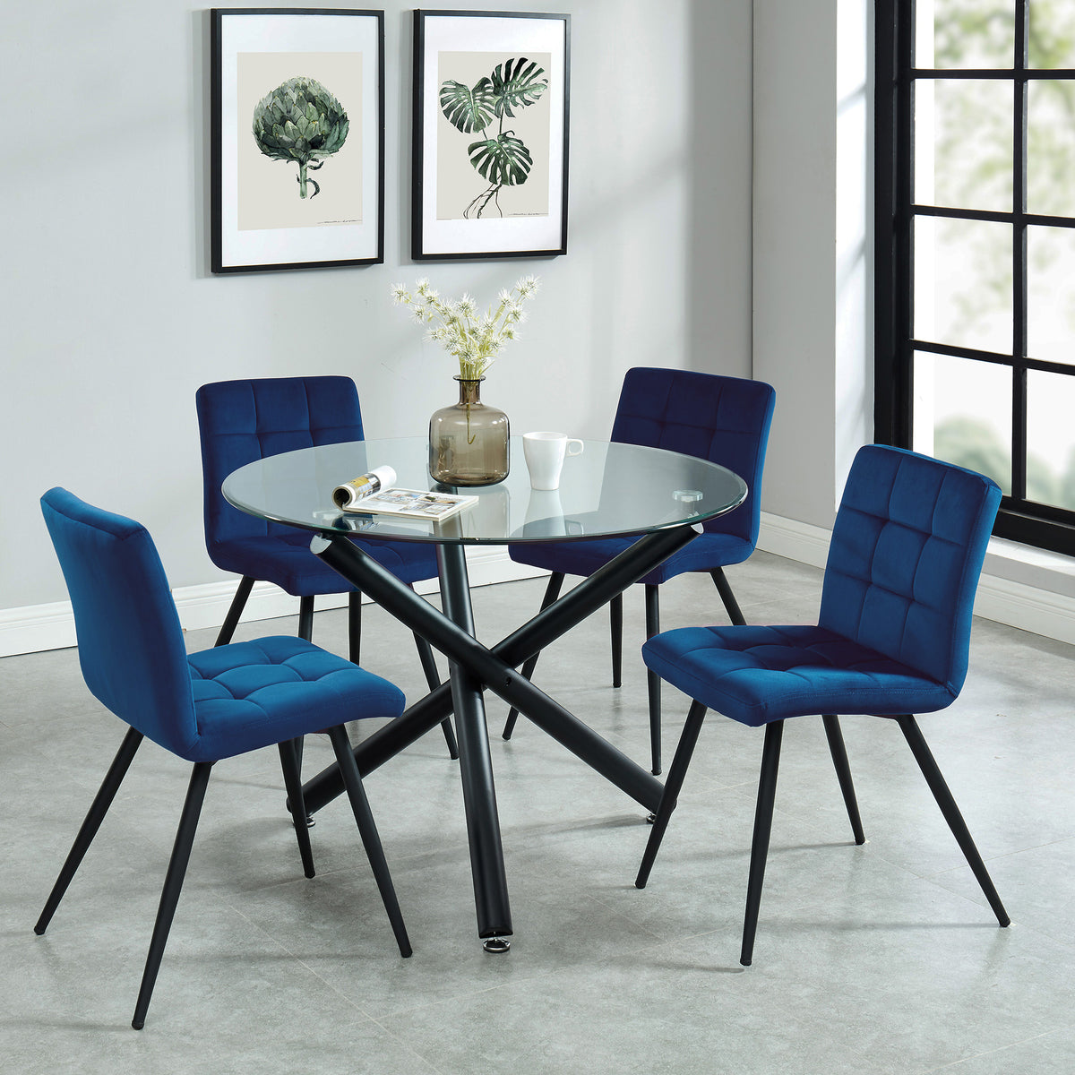 Suzette Round Dining Table, 40″ (Black)
