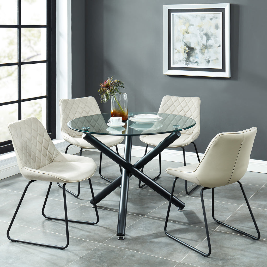 Suzette Round Dining Table, 40″ (Black)