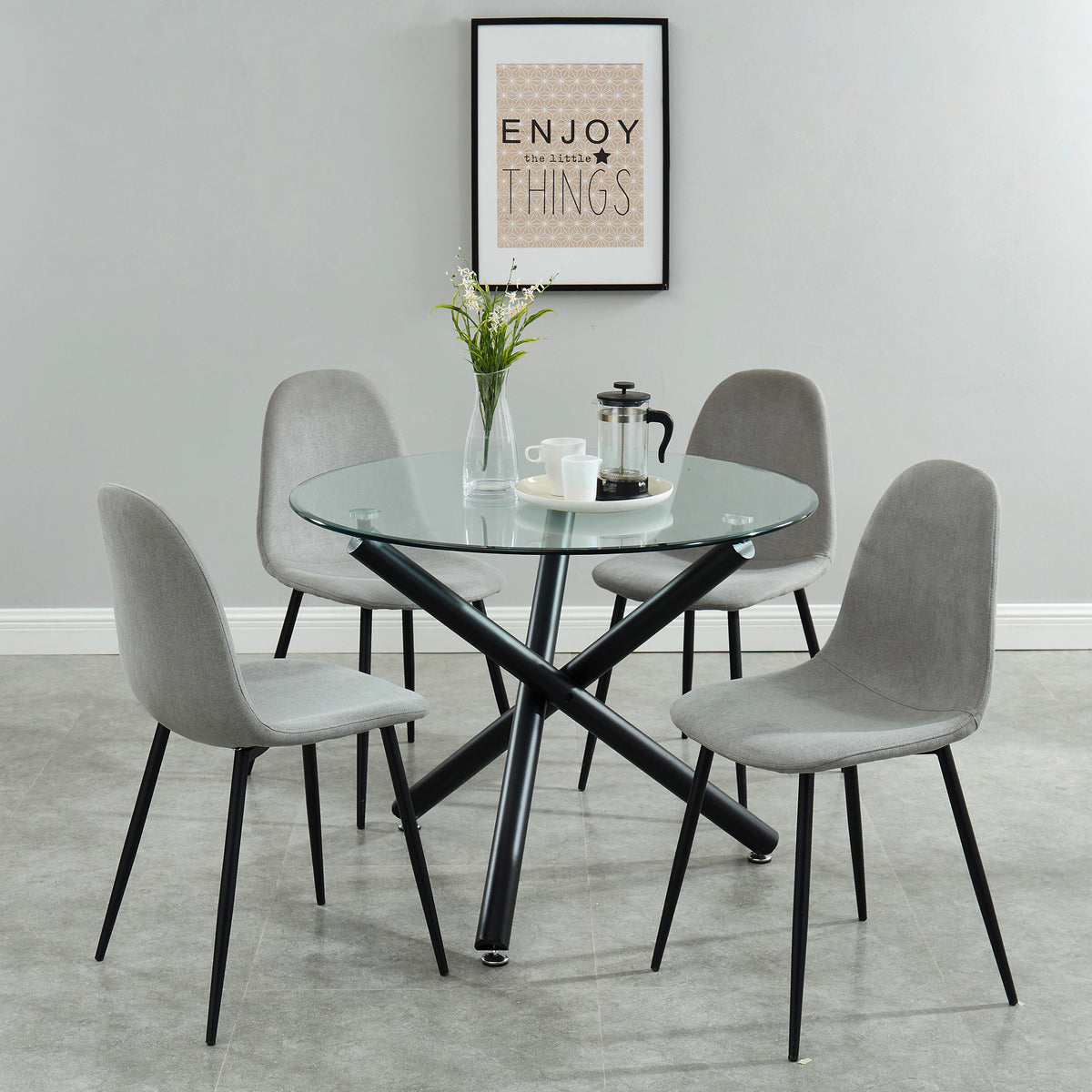 Suzette Round Dining Table, 40″ (Black)