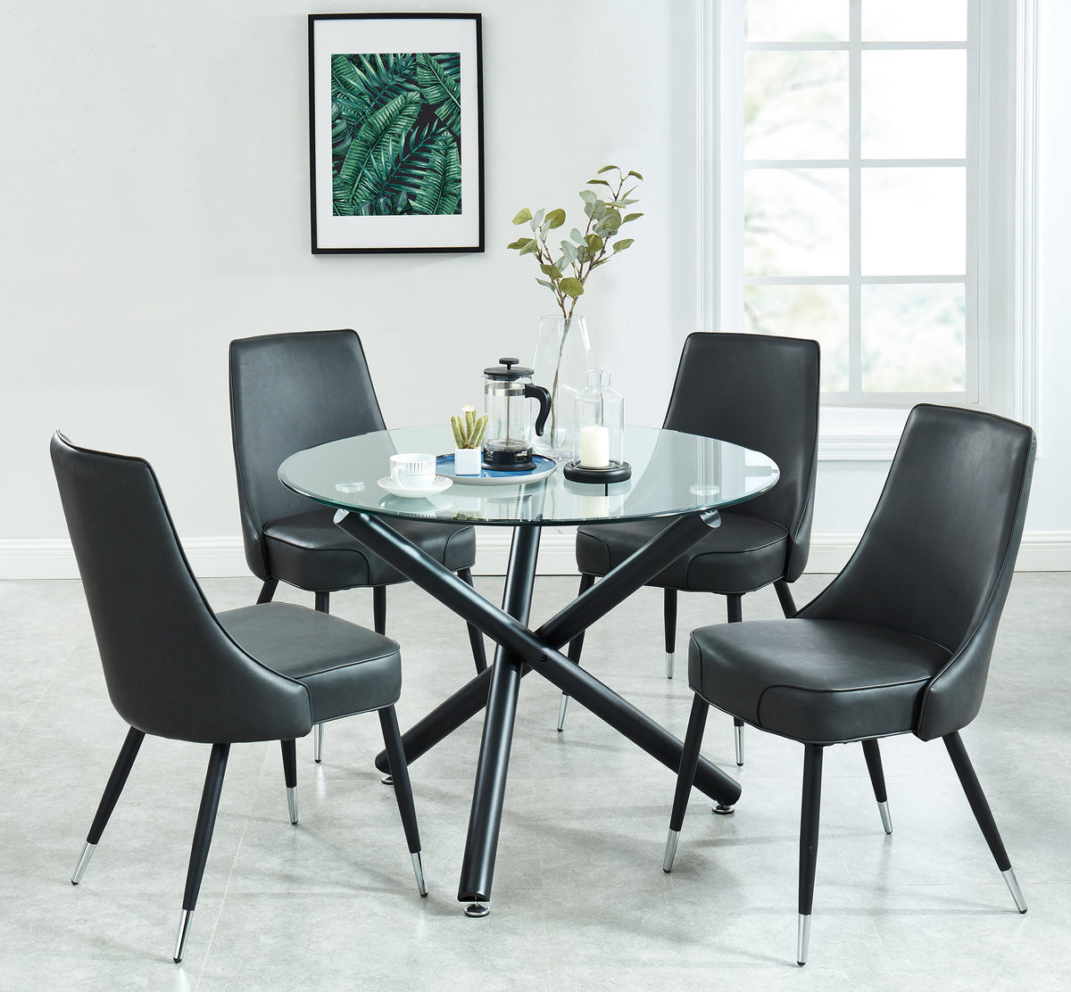 Suzette Round Dining Table, 40″ (Black)