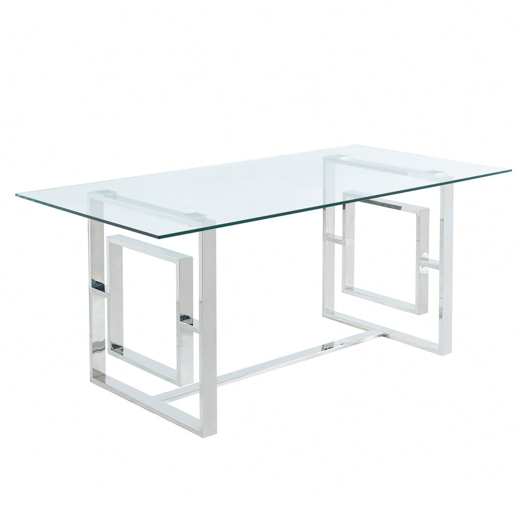 Eros Rectangular Dining Table, 71″ (Silver)