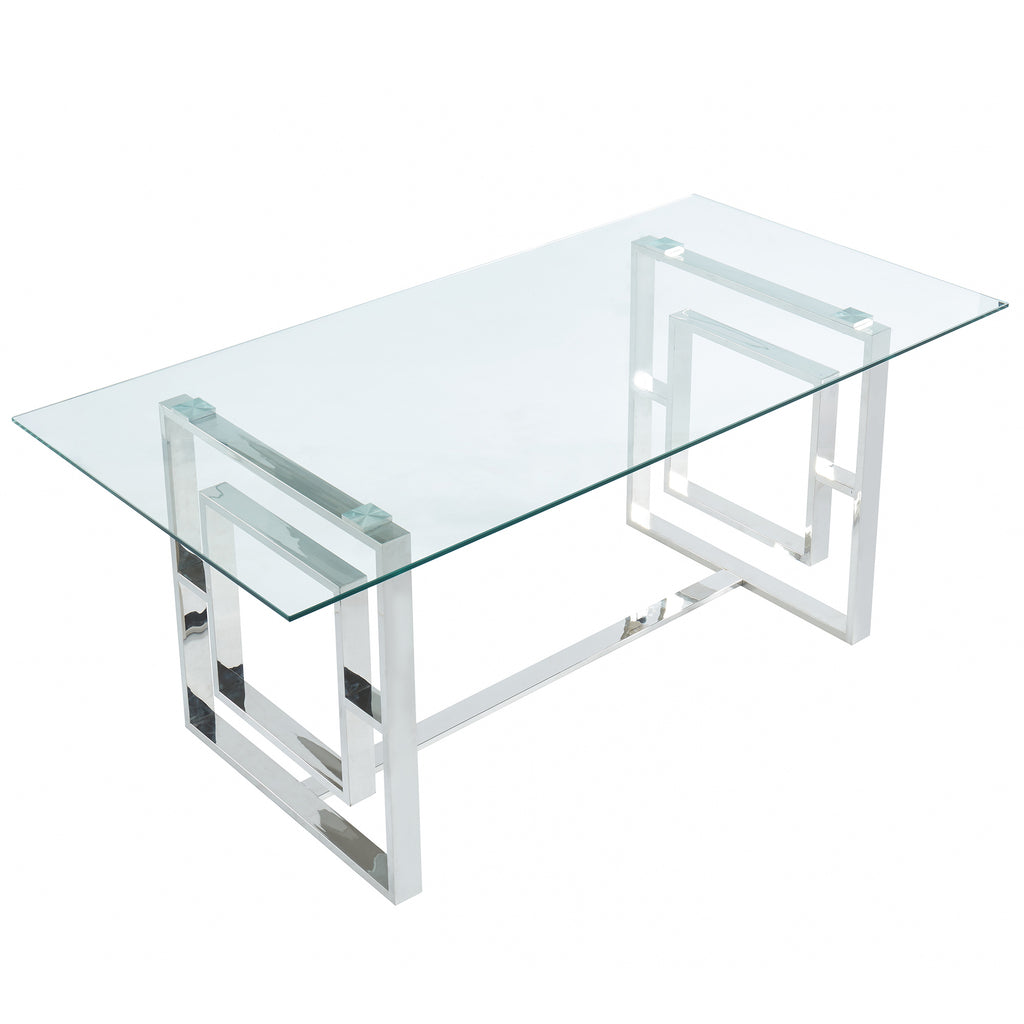 Eros Rectangular Dining Table, 71″ (Silver)