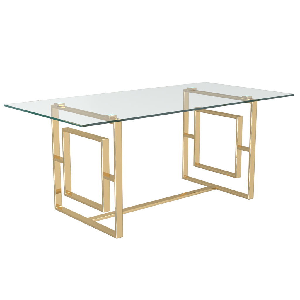 Eros Rectangular Dining Table, 71″ (Gold)