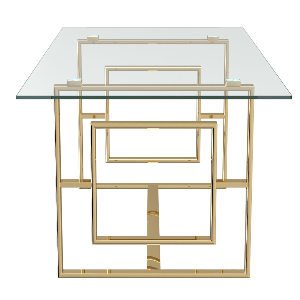 Eros Rectangular Dining Table, 71″ (Gold)