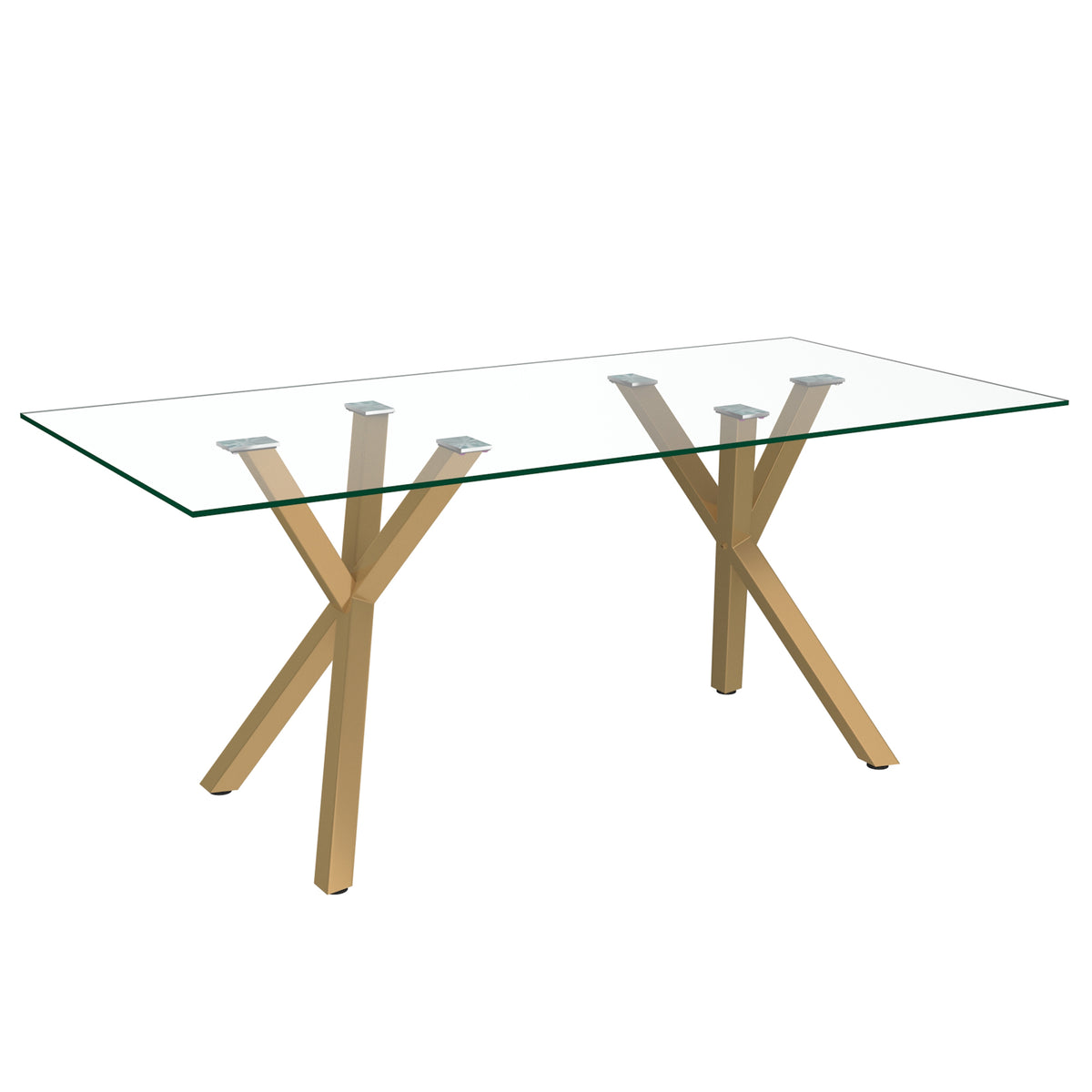 Stark Rectangular Dining Table, 71″ (Aged Gold)