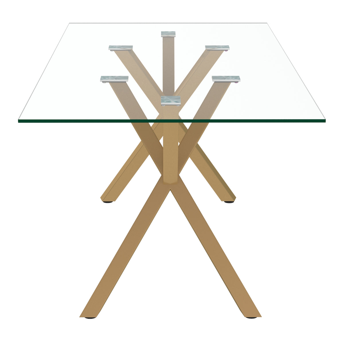 Stark Rectangular Dining Table, 71″ (Aged Gold)