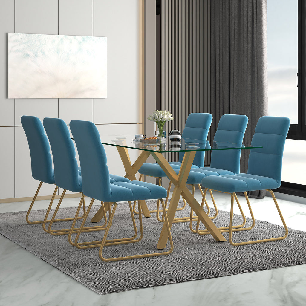 Stark Rectangular Dining Table, 71″ (Aged Gold)