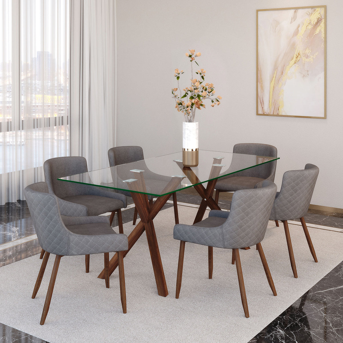 Stark Rectangular Dining Table, 71″ (Walnut)