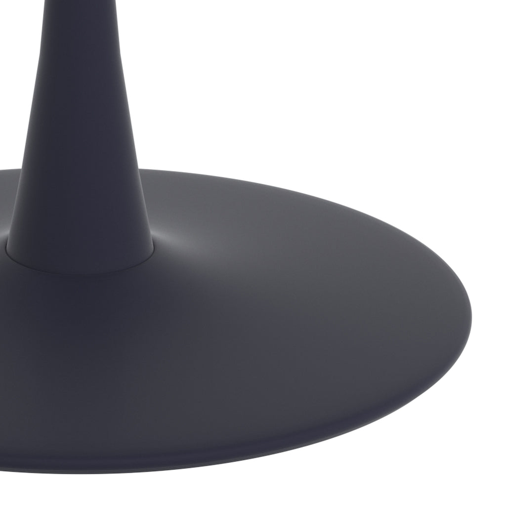 Zilo Round Pedestal Dining Table, 48″ (White Faux Marble and Black)