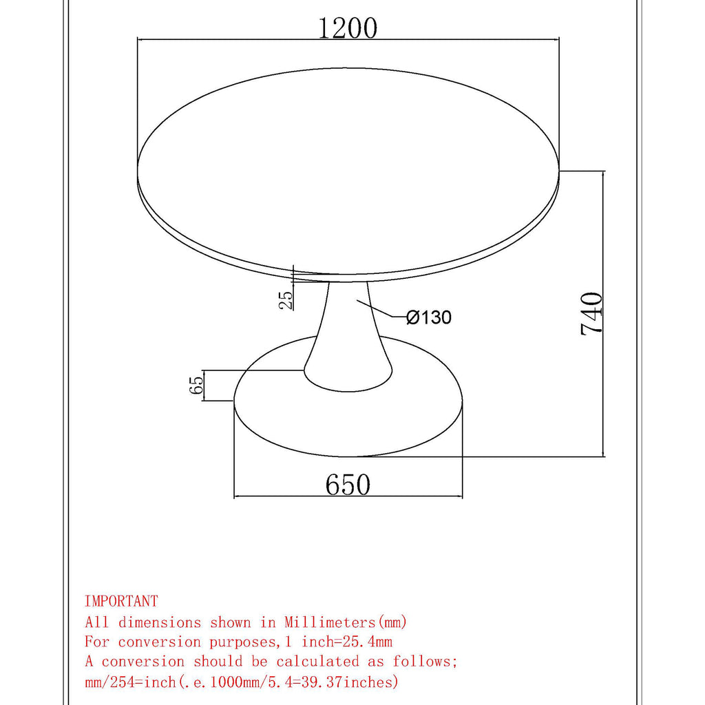 Zilo Round Pedestal Dining Table, 48″ (White Faux Marble and Black)