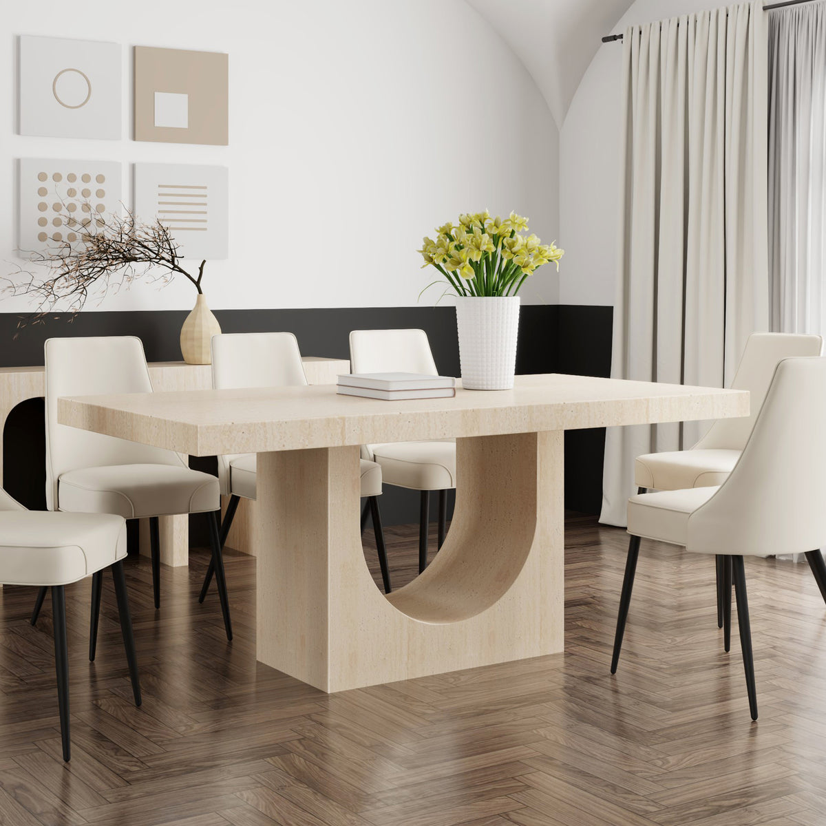 Aurelia Rectangular Dining Table, 71″ (Travertine)