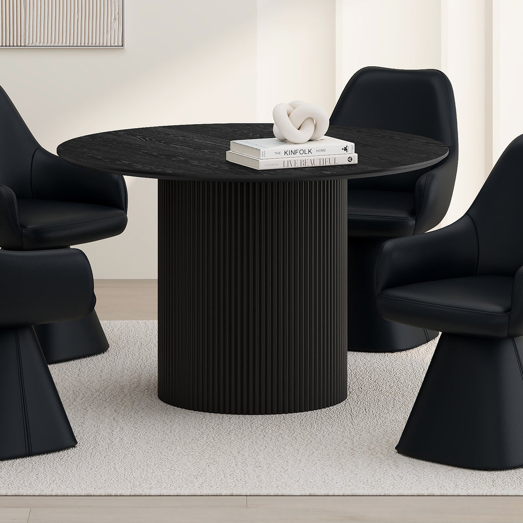 Tovas Round Dining Table, 47″ (Black)