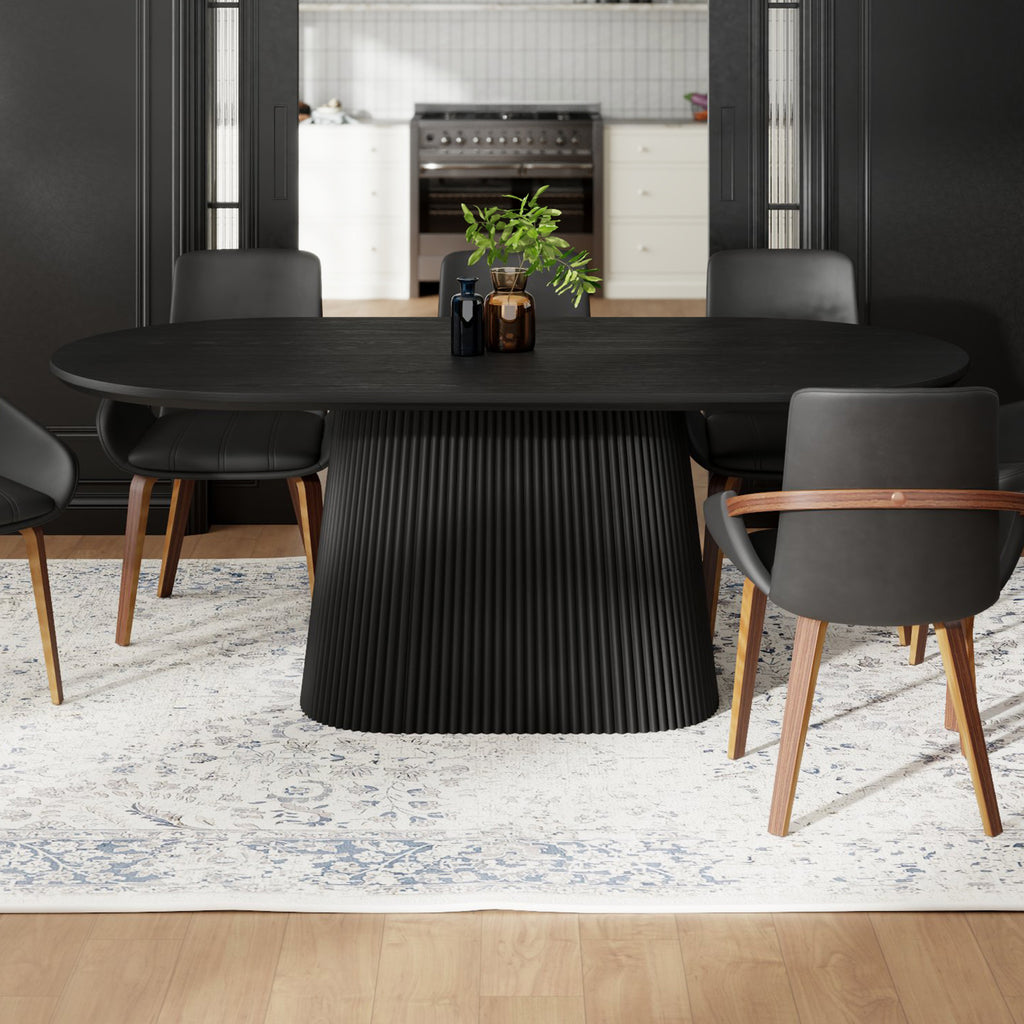 Tovas Oval Dining Table, 79″ (Black)