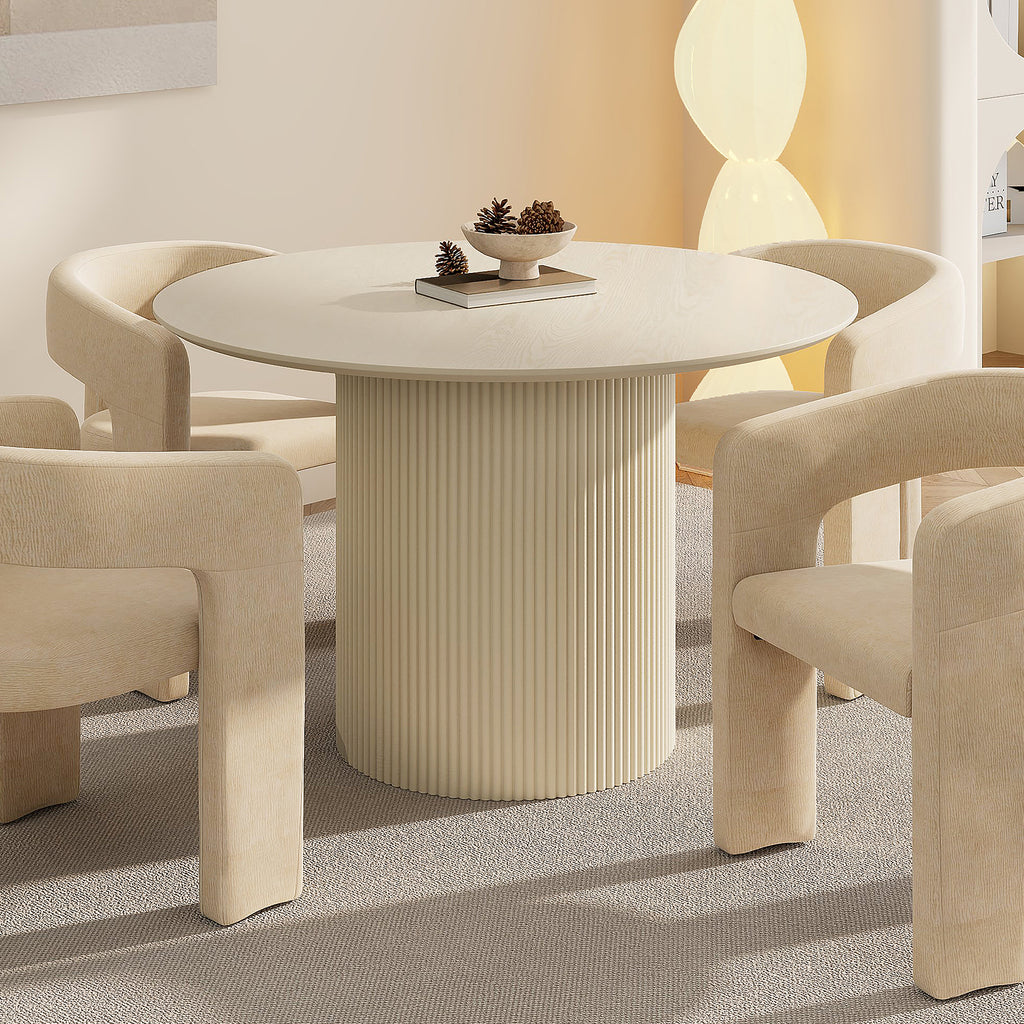 Tovas Round Dining Table, 47″ (Ivory)