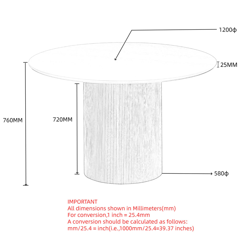 Tovas Round Dining Table, 47″ (Ivory)