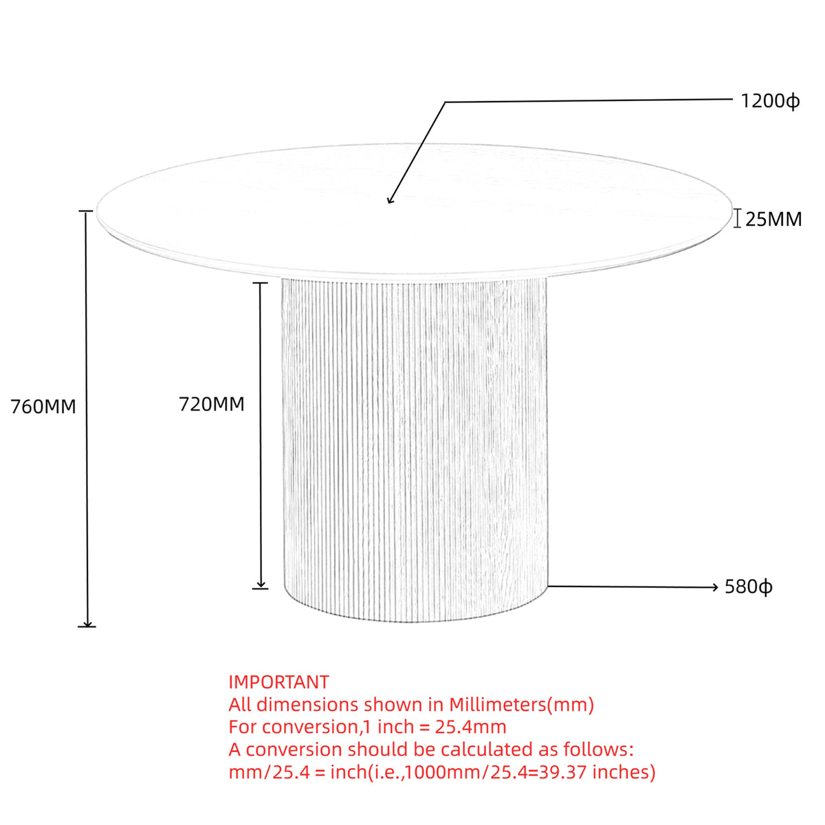 Tovas Round Dining Table, 47″ (Ivory)