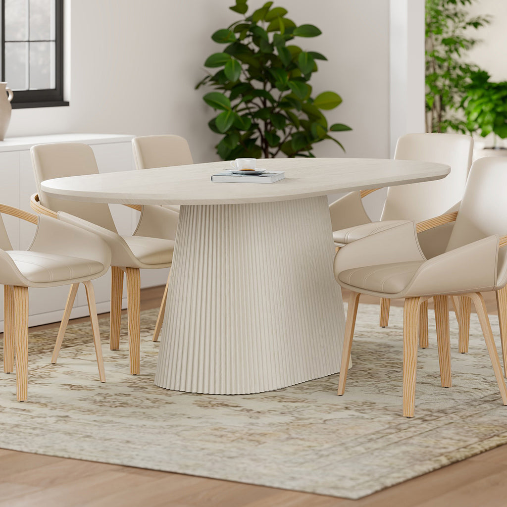 Tovas Oval Dining Table, 79″ (Ivory)