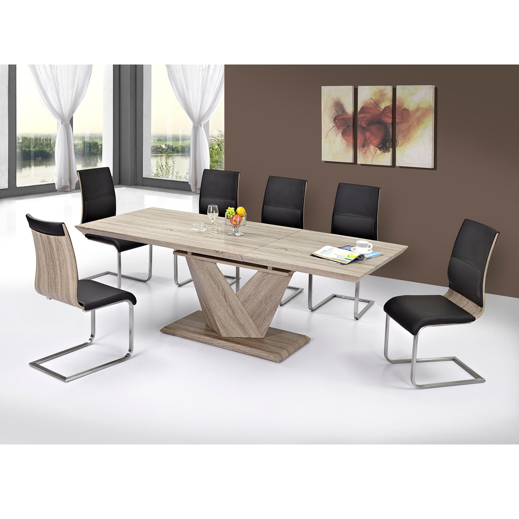 Eclipse Dining Table with Extension, 63″-87″ (Washed Oak)