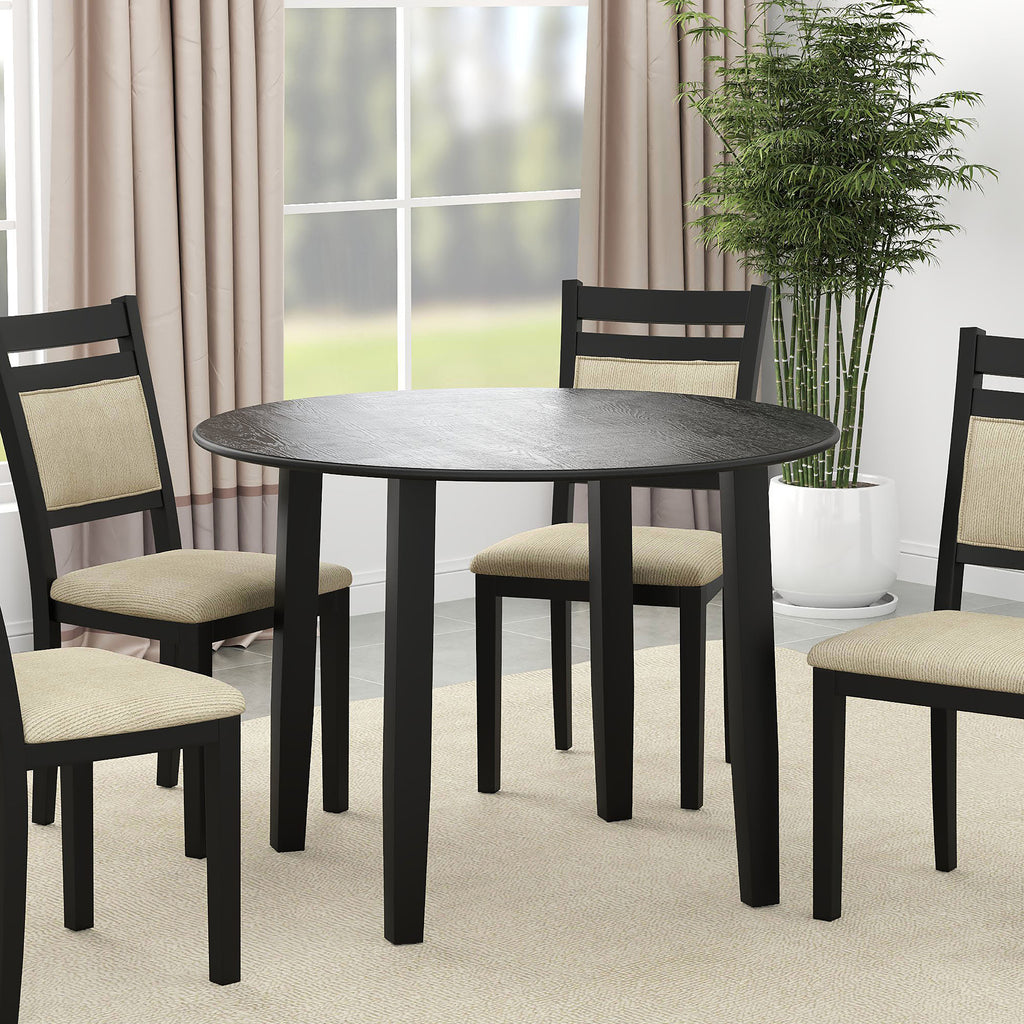 Conrad Round Drop-Leaf Dining Table, 42″ (Black)