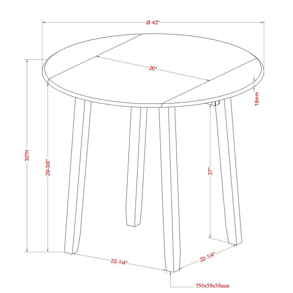 Conrad Round Drop-Leaf Dining Table, 42″ (Black)