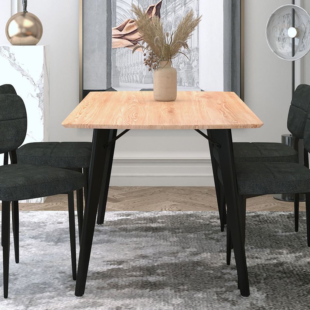 Leon Rectangular Dining Table, 59″ (Natural and Black)