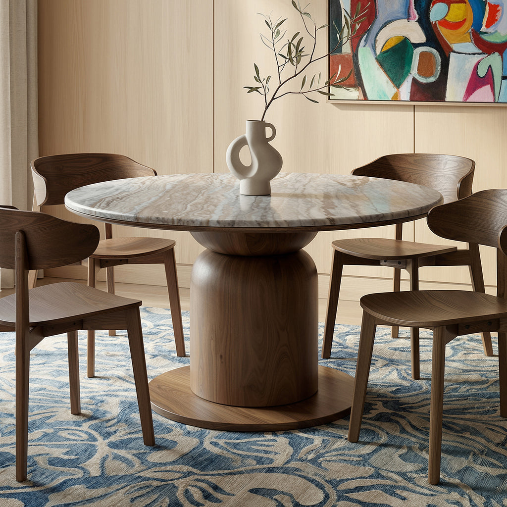 Martina Round Dining Table, 50″ (Walnut)