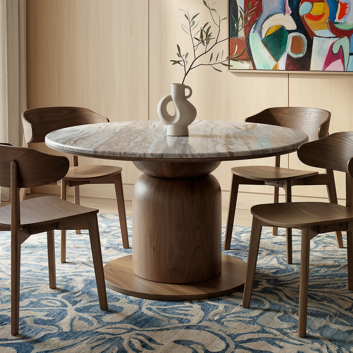 Martina Round Dining Table, 50″ (Walnut)