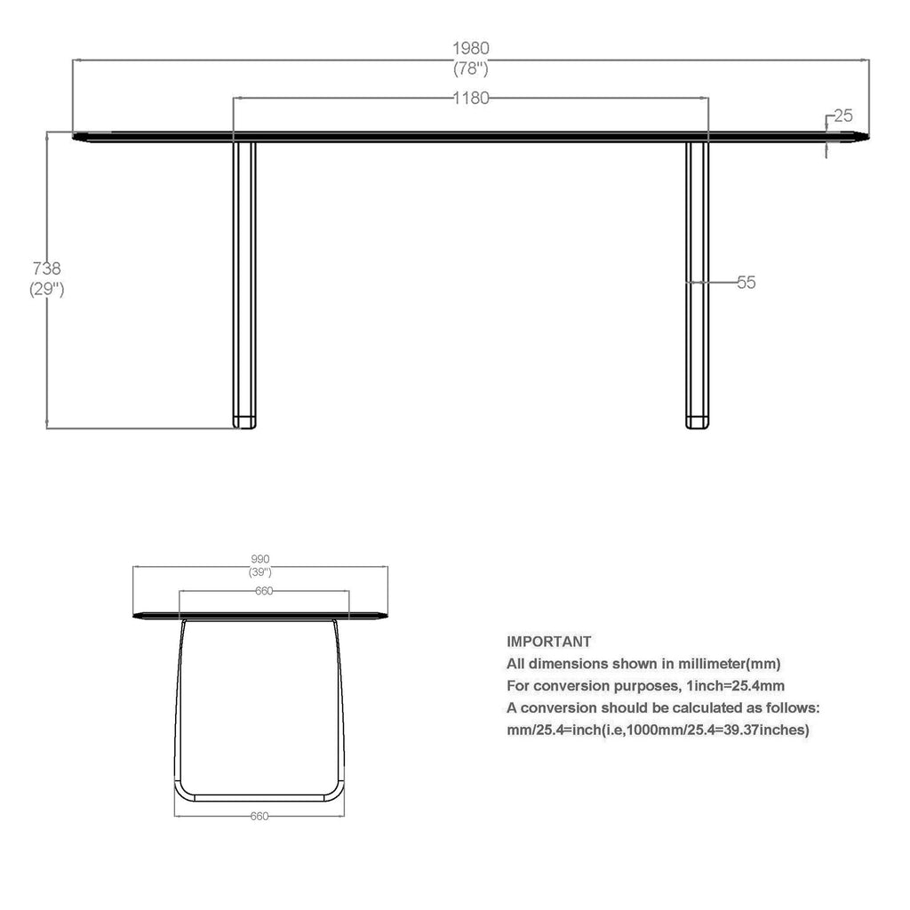 Bazul Rectangular Dining Table, 78″ (Mocha)