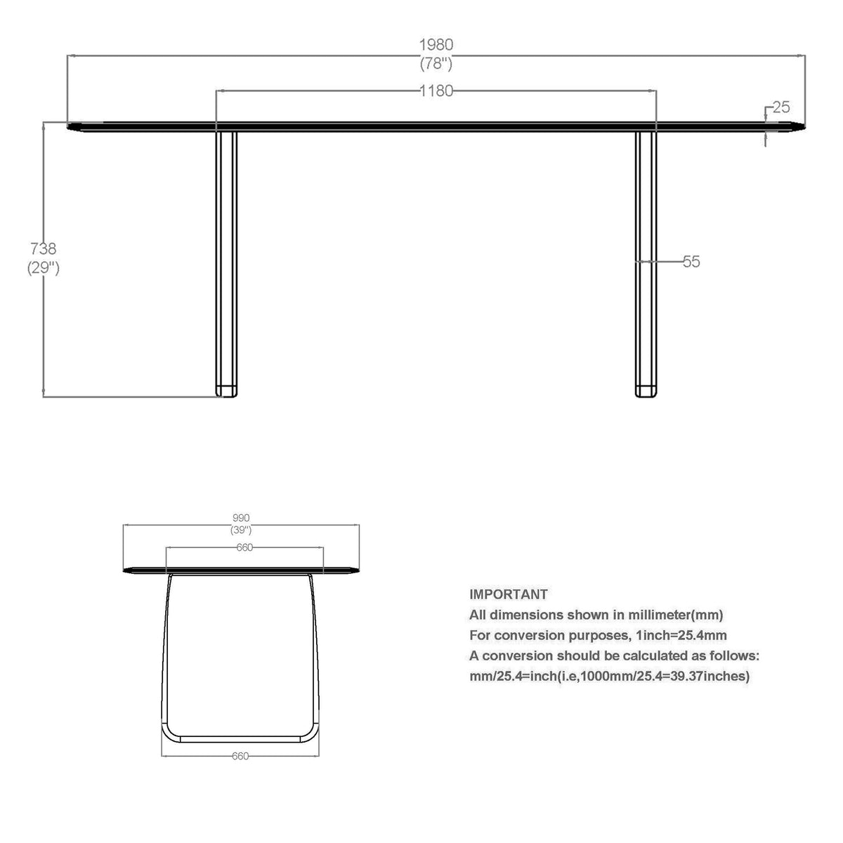 Bazul Rectangular Dining Table, 78″ (Mocha)