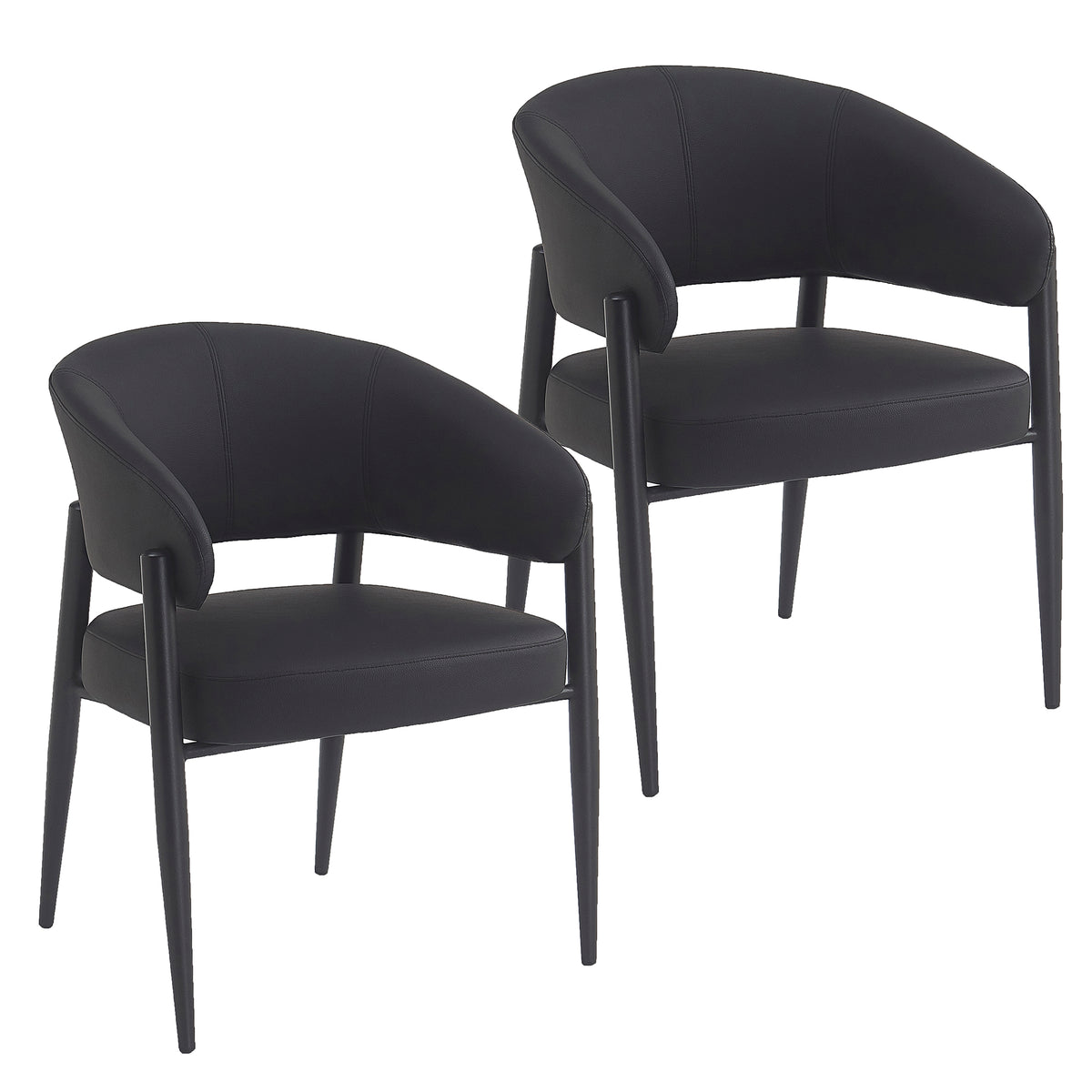 Bronson Dining/Lounge Chair (Black and Black) (Set of 2)