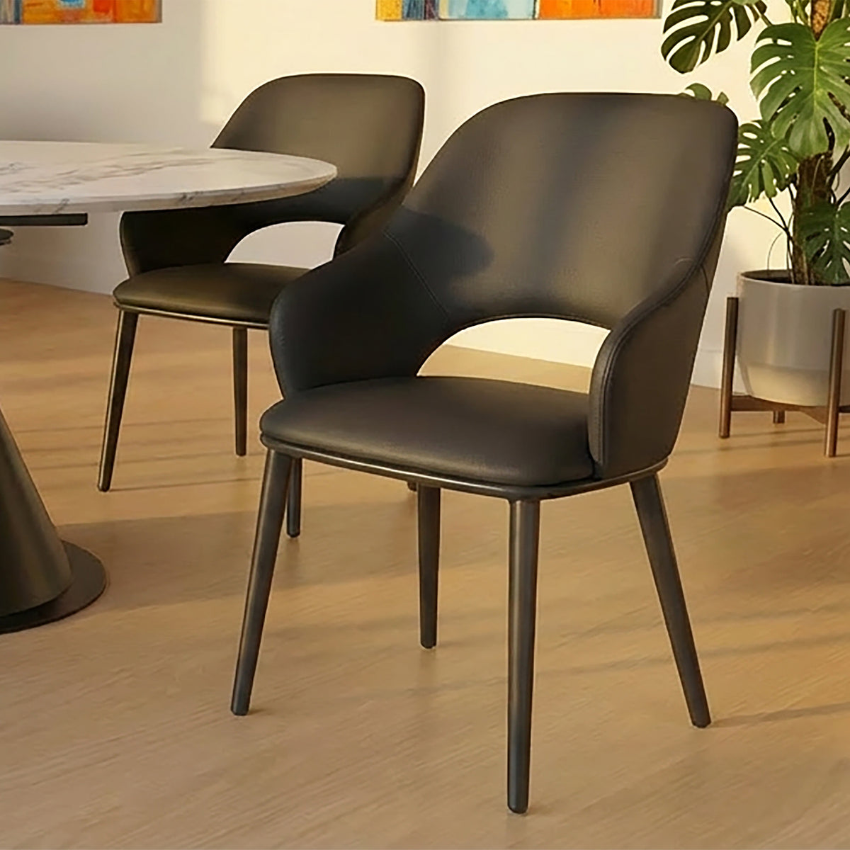 Denzel Dining/Lounge Chair (Black and Black) (Set of 4)