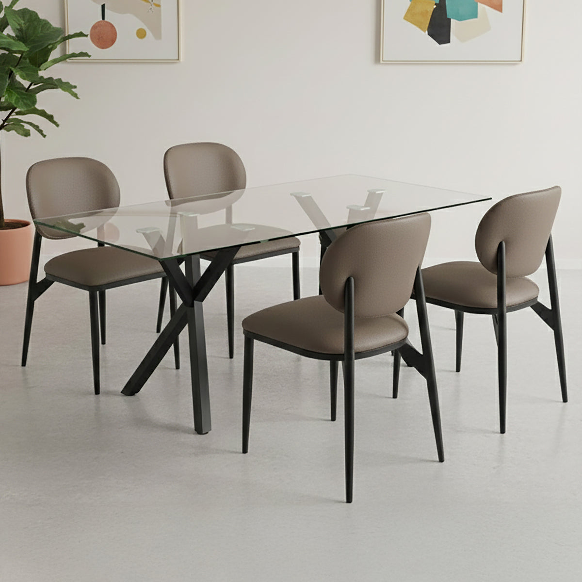 Gideon Dining/Lounge Chair (Stone and Black) (Set of 4)